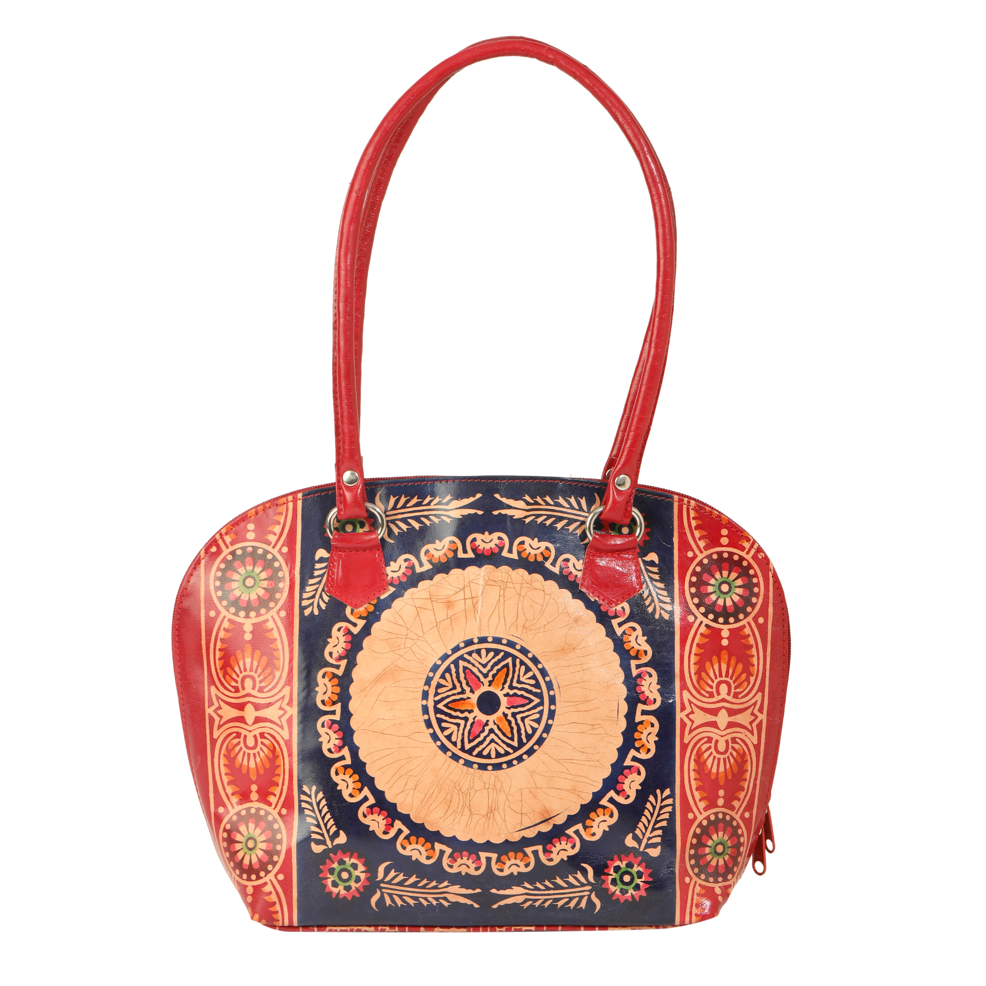 Shopping Bags Handled Leather Shantiniketan Ethnic Printed Hand Bag