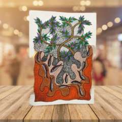 Painting Gond Art Fish & Tree 14x20