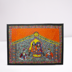 Painting Madhubani Sita Ram Darbar Handmade Paper 22X30"