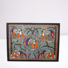 Painting Madhubani Krishna Rasleela Handmade Paper 22X30"