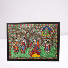 Painting Madhubani Sita Agni Pariksha Handmade Paper 22X30"