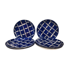 Khurja Pottery Plate  Blu Clr 6Pc 7.5"