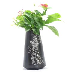 Black Pottery Flower Vase Cone Shape