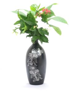 Black Pottery Flower Vase Pot Shape