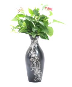 Black Pottery Flower Vase  Surahi Shape