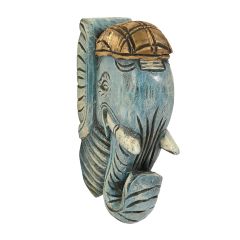 Saras Aajeevika Wall Décor Bracket Wood Carving Elephant Antique Multicolour 9"