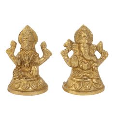Idol Brass Metal Ganesh Lakshmi Pair 2 Inch 
