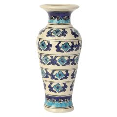 Flower Vase Khurja Pottery Blue White Ery Blue White