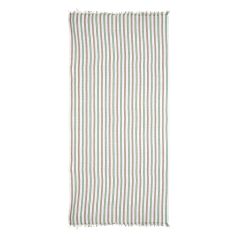 Bath Towel Cotton White With Green Line