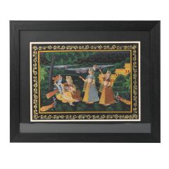 Miniature Painting Radha Krishana Silk With Frame Image 1
