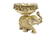 Antique Brass Urli on Elephant