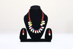 NECKLACE SEE SHELL  RED DORI SHALL COTTON