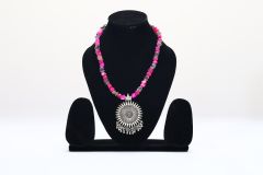 ZTH BEADS NECKLACE EARING ZTH BEADS PEARL PINK GREY