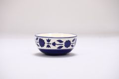 Khurja Pottery Bowl Kashmiri Wht+Blu 4.5" (Set Of 2)