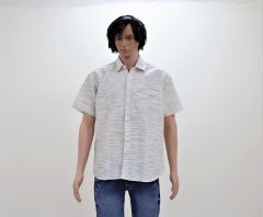 Cotton Shirt Half Sleeves (Check, Black Lines)