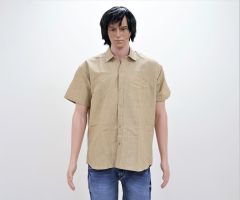 Cotton Shirt Half Sleeves (Fine Line, Brown)