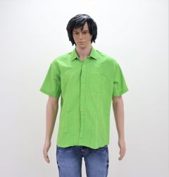Cotton Shirt Half Sleeves (Fine Line, Light Green)