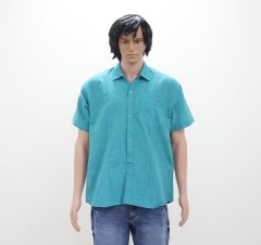 Cotton Shirt Half Sleeves (Fine Line, Blue)