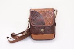 Leather Sling Bags Crocodile Dark Brown