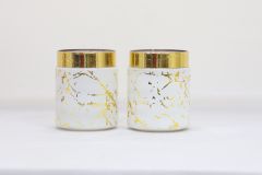 Glass Round Kitchen Jar Set of 2 Golden