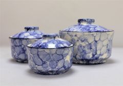 Khurja Pottery Donga  3Pc Blue Part 6.5"