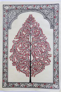 Pattachitra T Silk Tree Figure Red 18"*12"