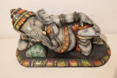 Idol Sleeping Ganesha Wood Carving Painted Grey(1.5 Feet)