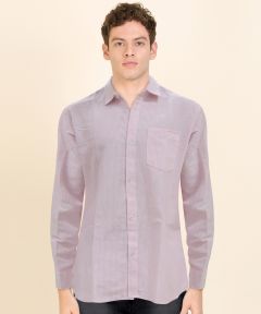 Cotton Shirt Full Sleeve Fine Line (Pink)