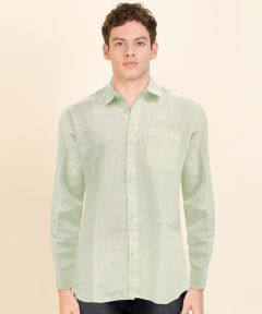 Cotton Shirt Full Sleeve Fine Line (Parrot Green)