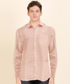 Cotton Shirt Full Sleeve Fine Line (Orange)