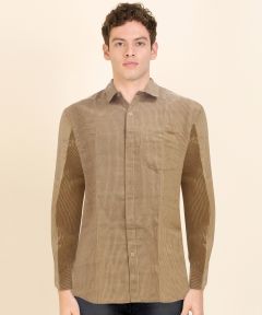 Cotton Shirt Full Sleeve Fine Line (Brown)