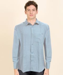 Cotton Shirt Full Sleeve Fine Line (Sky Blue)