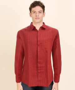 Cotton Shirt Full Sleeve Fine Line (Red)