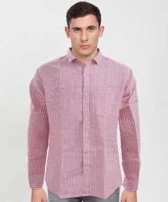 Cotton Shirt Full Sleeve Broad Line (Pink & White)