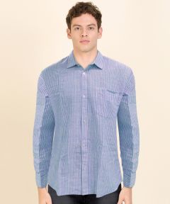 Cotton Shirt Full Sleeve Broad Line (Blue & White)