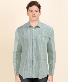 Cotton Shirt Full Sleeve Broad Line (Green)