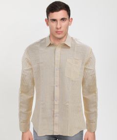 Cotton Shirt Full Sleeve Broad Line (Yellow & White)