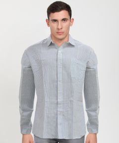 Cotton Shirt Full Sleeve Fine Line (Blue & Green)