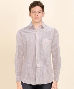 Cotton Shirt Full Sleeve Fine Line (Yellow & Pink)