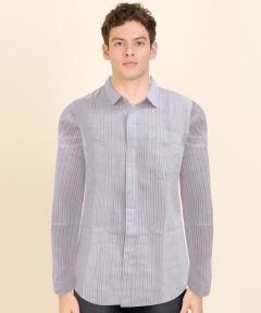 Cotton Shirt Full Sleeve Fine Line (Blue & Pink)