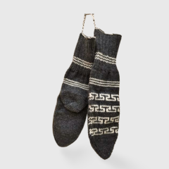 Socks Wool Grey With White