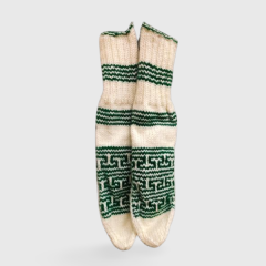Socks Wool White Green